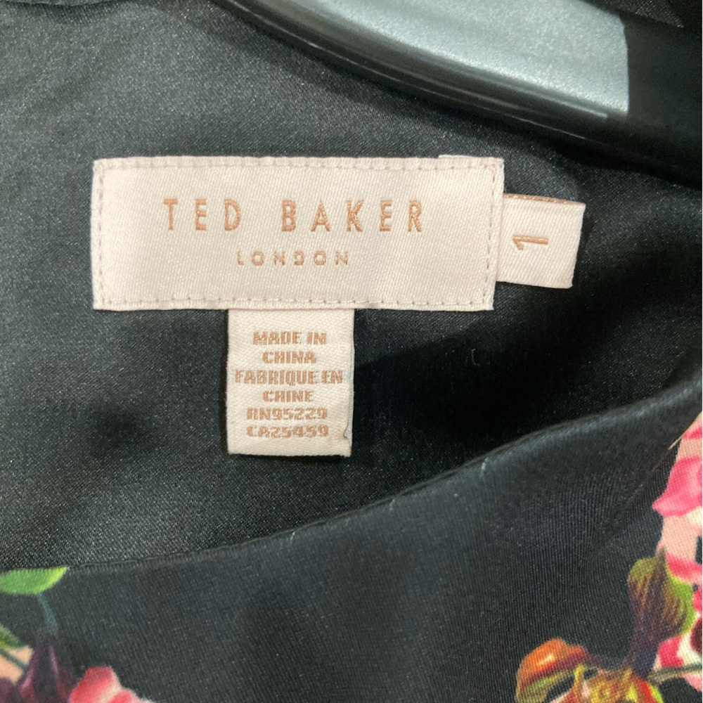 Ted Baker Black Dress with Pink Floral Design Uk 1 (US 4) - Picture 11 of 12